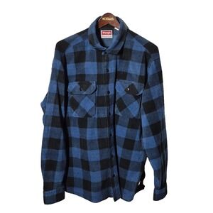 Wrangler Shirt Mens XL Blue Black Buffalo Plaid Fleece Long Sleeve‎ HZP1WZN